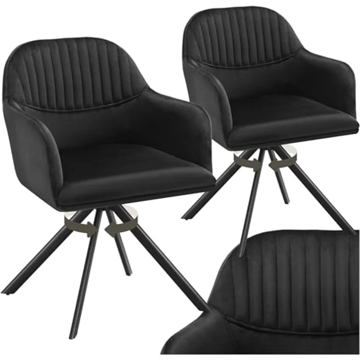tectake Esszimmerstuhl Samt-Drehstuhl (2er Set, 2 St), gepolstert – Bild 2