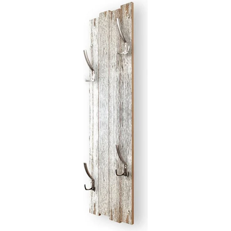 Kreative Feder Wandgarderobe Wand-Garderobe „Altes Holz Weiß“ aus Holz, Shabby-Chic, ca. 100 x 30 cm, mit 4 Haken, außergewöhnlich, modern – Bild 1