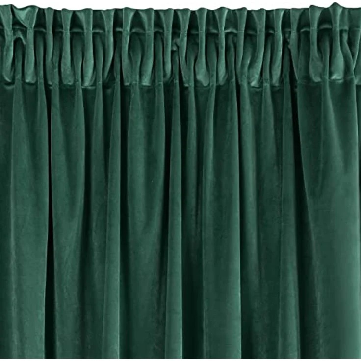 Eurofirany 'VILLA' Vorhang, Samtvorhänge, Velours Blickdicht, Dunkelgrün, KRÄUSELBAND, H270 x B140 cm (1er Pack) – Bild 3