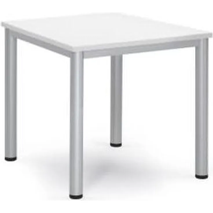 Soennecken Besprechungstisch 80x80x72cm Gestell silber Platte weiß