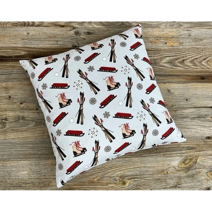 matches21 HOME & HOBBY Kissenbezüge Kissen-Bezug 46x46 cm Ski Winter Weihnachten weiß, (1 Stück), Wohnzimmer Kissen-Hülle als Deko-Kissen Zier-Kissen Sofa-Kissen – Bild 1