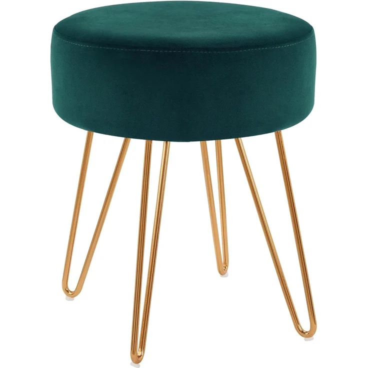 Duhome Hocker, Sitzhocker Rund Hocker Samt oder Stoff Lederoptik Schemel Metallbeine – Bild 1