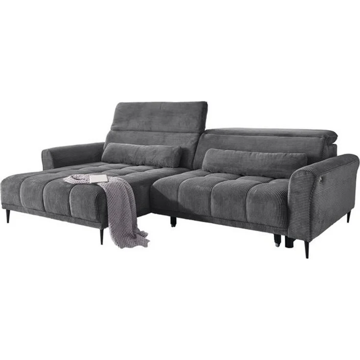 Massivart® Ecksofa LOGAN Cord grau, beige, grün, rost / 277 cm, Cordsofa / Sitztiefenverstellung / Kopfteilverstellung / Nosagfederung – Bild 4