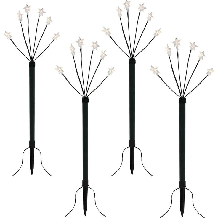 4er Set LED-Gartenleuchtstäbe mit 24 Sternen Batteriebetrieben – Bild 2