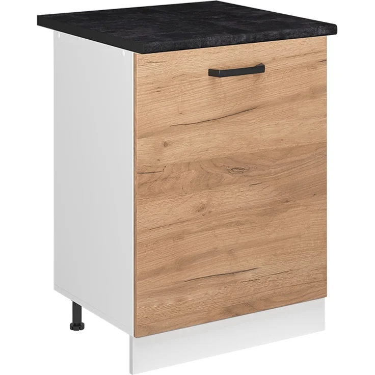 Küchenunterschrank R-Line Goldkraft Eiche/Weiß 60 cm mit 1 Tür Arbeitsplatte Anthrazit Vicco – Bild 1