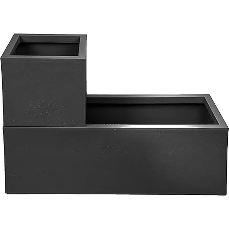 ONDIS24 Blumentopf Pflanzkübel rechteckig Vulkan Blumenkasten, mit Wasserspeicher Blumenkübel Basalt 57L+21L