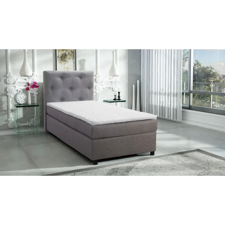 'Paxos 1 Chester' Boxspringbett inkl. Topper, 90x200 hellgrau