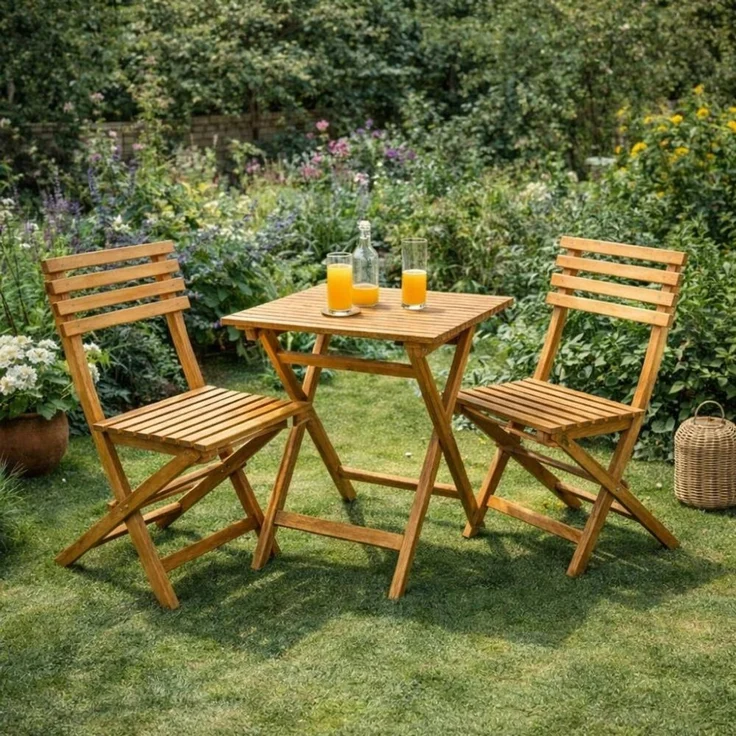 Teak Klapptisch KURSI ca. L60cm Natural Esstisch Gartentisch Tisch Massivholz – Bild 4