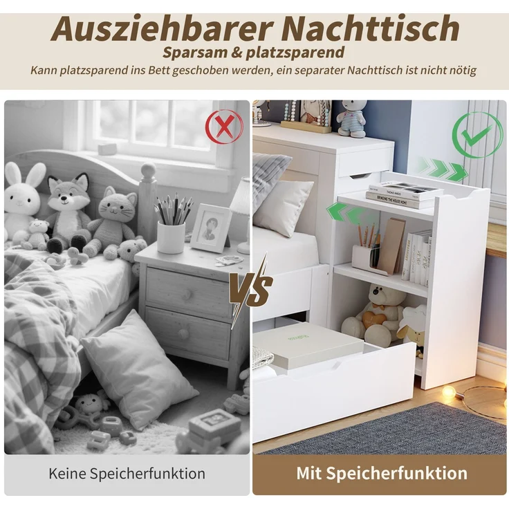 CHICFURN Bett MDF Weiß 90x190 cm mit Schubladen und Stauraum – Bild 4