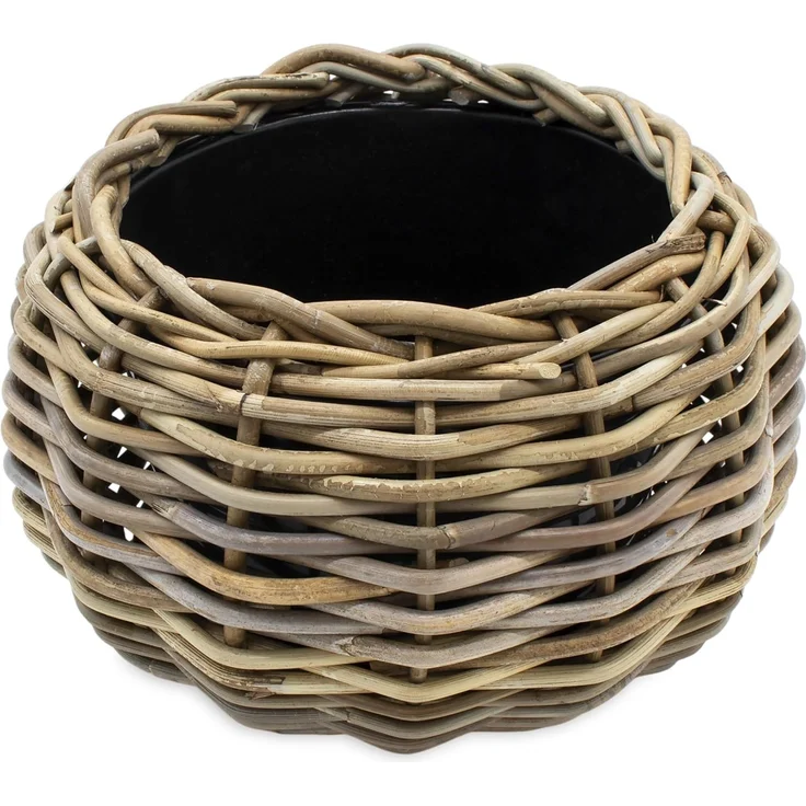 Spetebo Blumentopf Rattan Pflanztopf mit Kunststoff Einsatz (Anzahl, 1 St, Stück), mit 100 % wasserdichtem Innenkübel – Bild 1