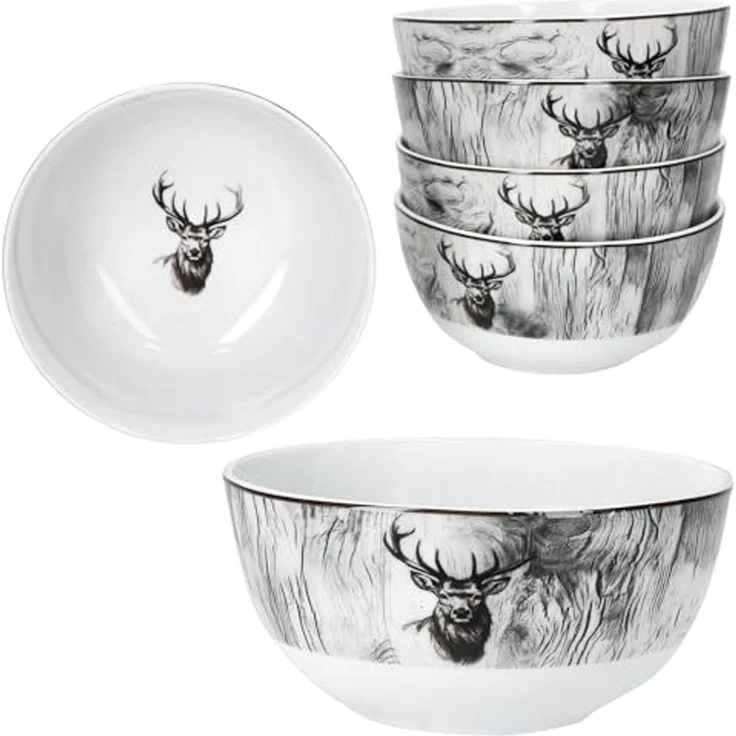 MamboCat Müslischale 6x Alois Müsli-Schale Ø14,2cm 480ml Porzellan 6 Personen Hirsch, Porzellan – Bild 2