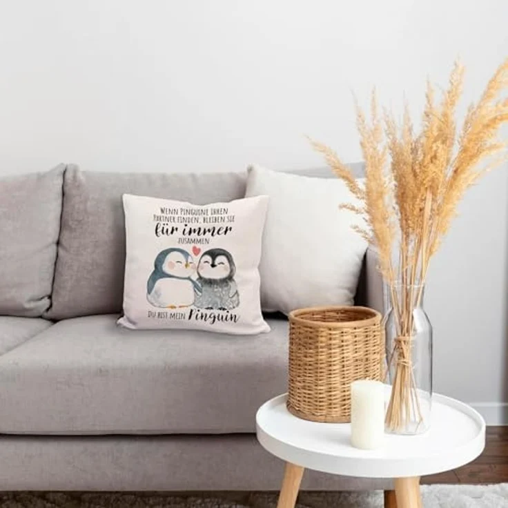 speecheese Dekokissen Pinguinpärchen Kissen mit Spruch Du bist mein Pinguin – Bild 7