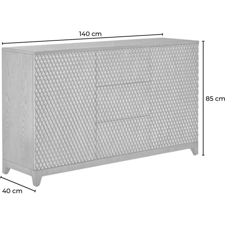 KAWOLA Sideboard COPAS 2 Türen 3 Schubladen Eiche furniert braun 85 x 40 x 140 cm – Bild 8