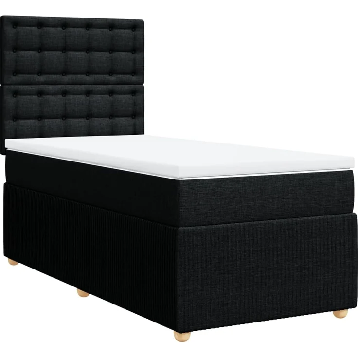 vidaXL Boxspringbett mit Matratze Schwarz 80x200 cm Stoff 3294199 – Bild 3