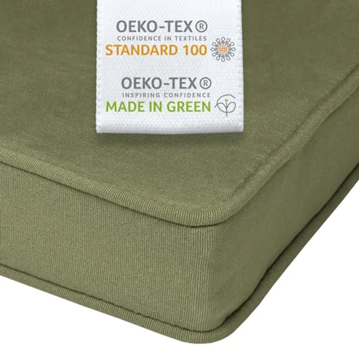 Beautissu Loft BK Bankauflage, 150x48x5cm Olivegrün, komfortable Polsterauflage für Gartenbänke mit abnehmbarem Bezug – Bild 7