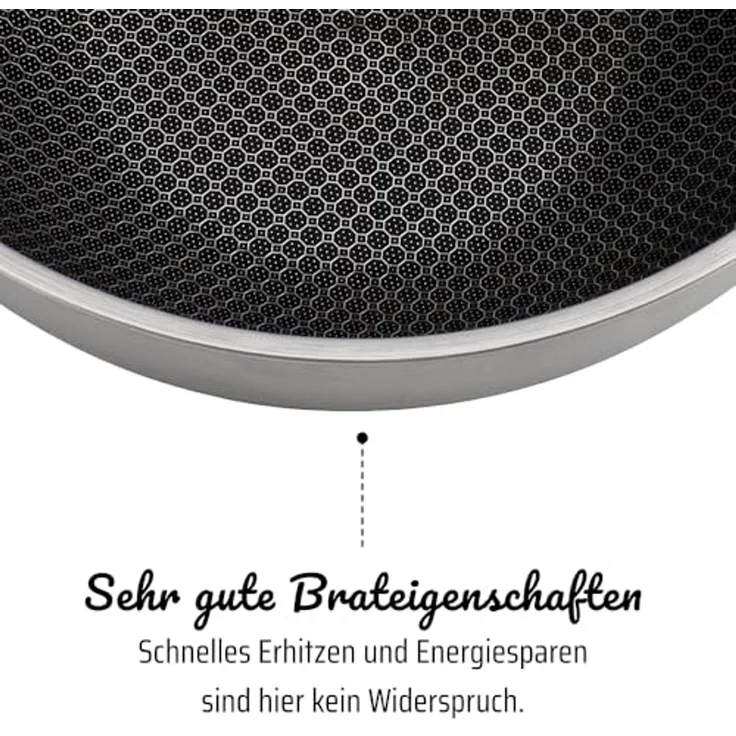 GSW Schmorpfanne Inoxxa Black Ø 28 cm, Edelstahl, Dreischicht-Material, Antihaft-Versiegelung, Wabenstruktur, Induktion – Bild 5