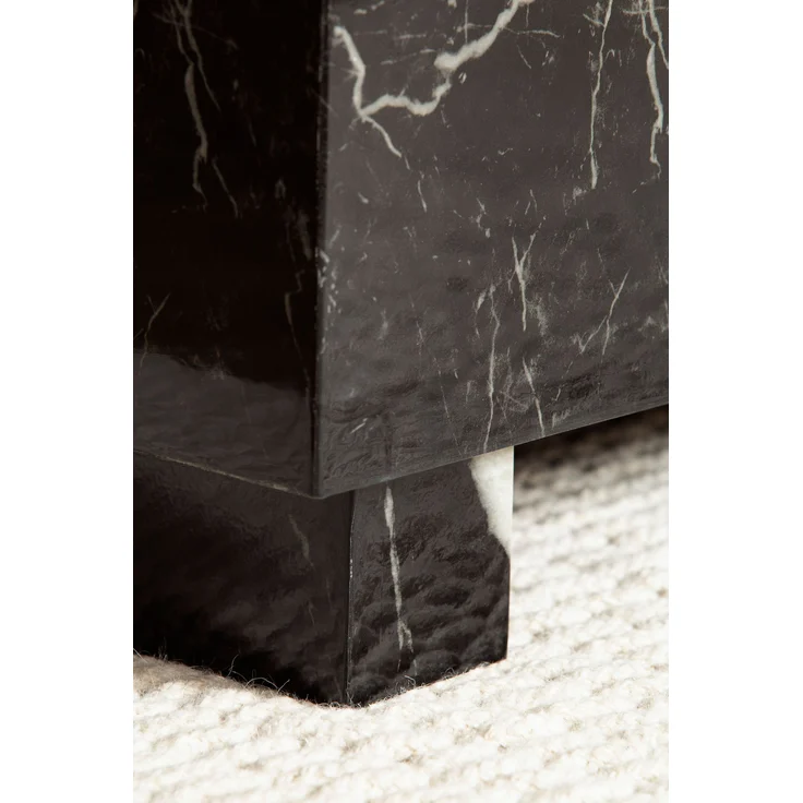 Couchtisch MONOBLOC 60x60x35cm Schwarz Hochglanz Marmor Optik Quadratisch – Bild 4