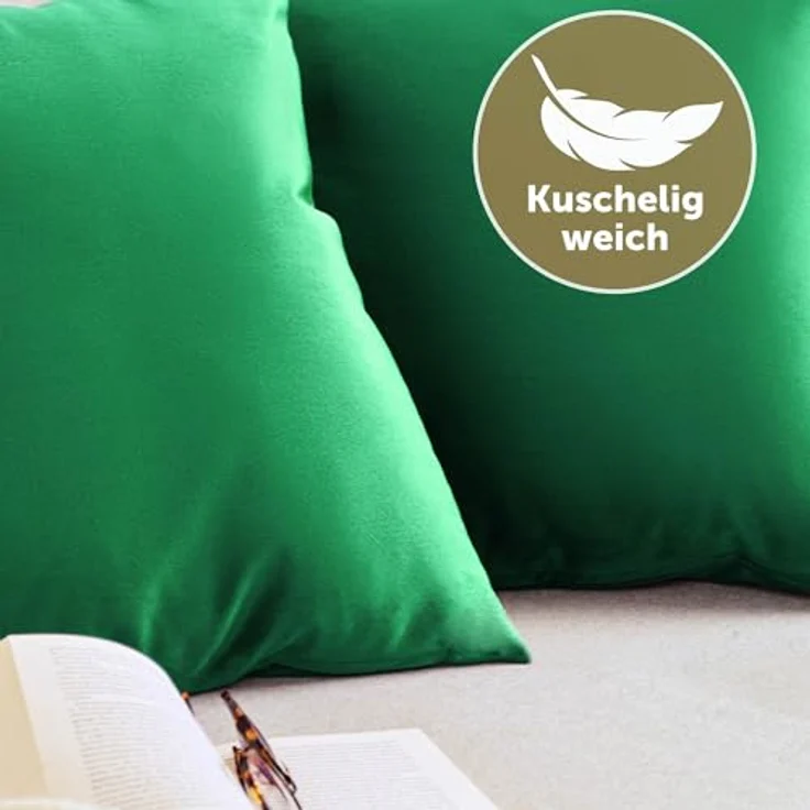Blumtal Kissenbezug 2er Set - dekorativer Samt Kissenbezug mit verstecktem Reißverschluss, Kissenhülle für Zierkissen, waschbar – Bild 4