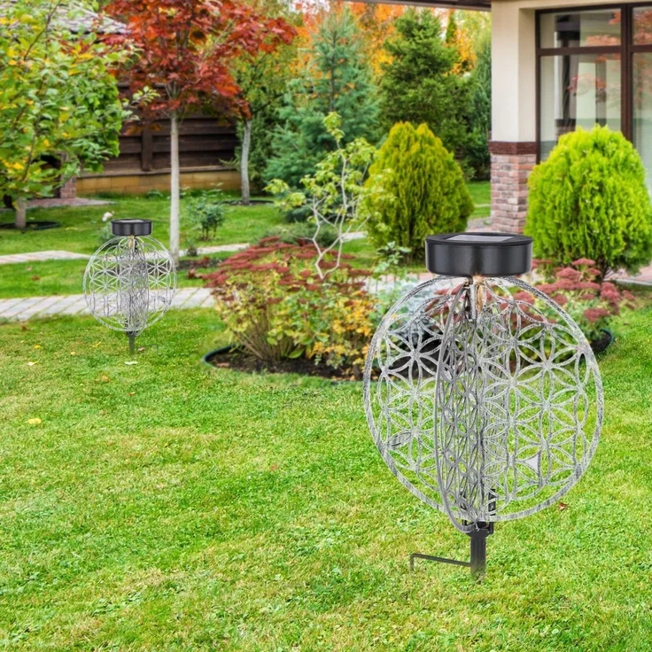 Solarleuchte Garten Scheibe 20cm Solarlampe Außen Leuchte Solar mit Pflegetuch – Bild 5