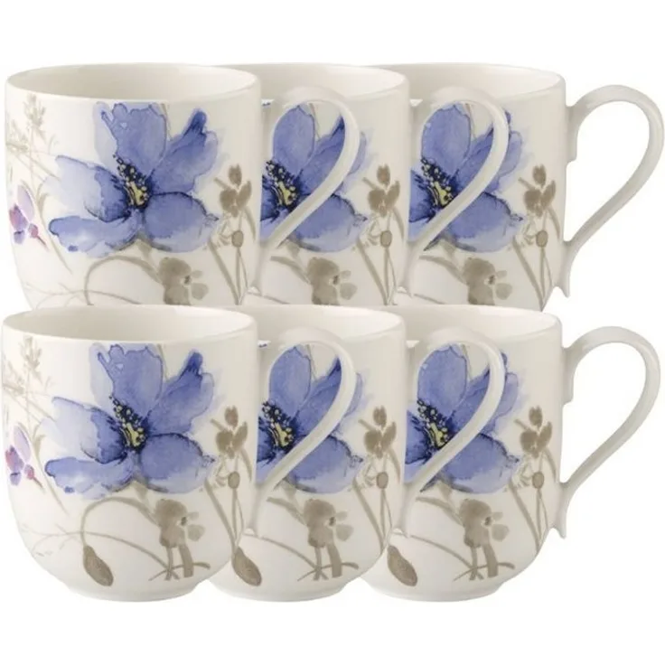 Villeroy & Boch Mariefleur Gris Basic Kaffeebecher 260 ml 6er Set