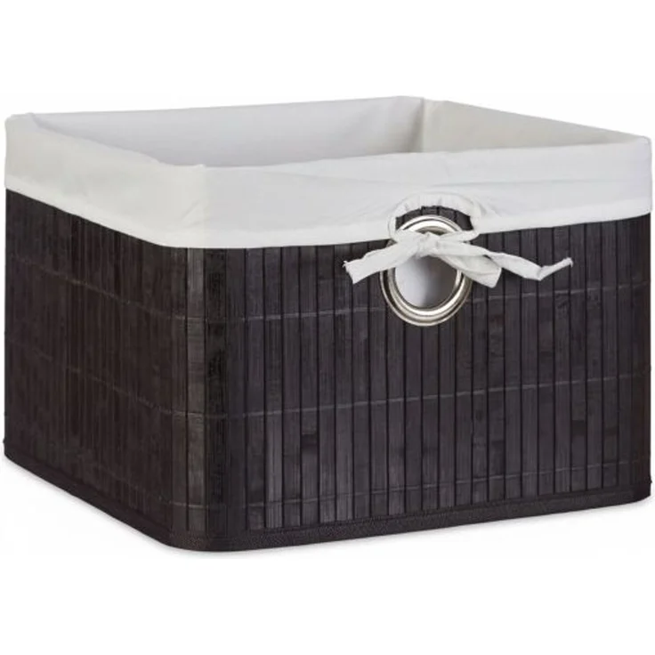 Relaxdays 4x Aufbewahrungskorb Bambus, schwarz – Bild 8