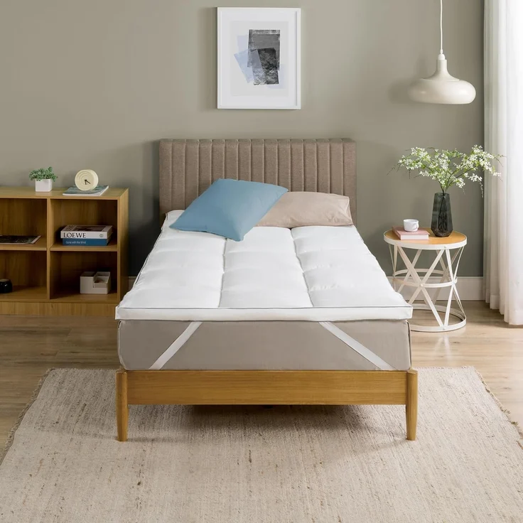 Zinus Matratzen Topper 90x200 cm, 5 cm Gesteppter Schaum, Weicher, Atmungsaktiver Bezug aus Bambusfasern, Hypoallergen, Maschinenwaschbar