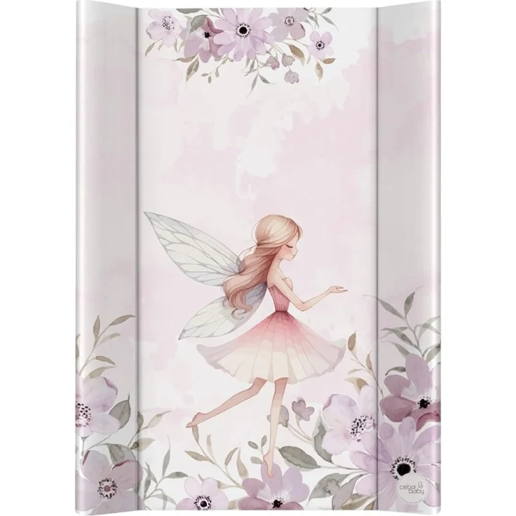 CEBA BABY Harte Wickelauflage 50x70 cm – Wickelbrett mit Klettbefestigung, Basic, sicher & stabil (Meadow Fairy)