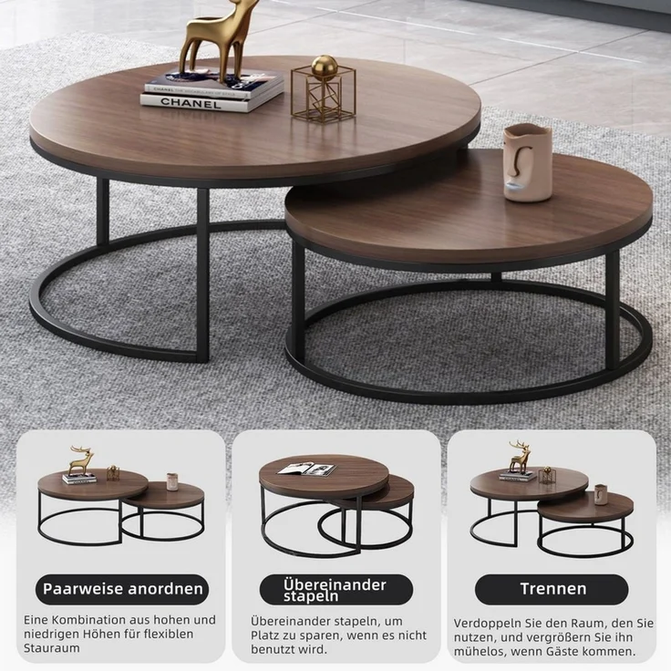 oleyluckidea Couchtisch 90°drehbar Kaffeetisch,2-in-1 Umklappbare wohnzimmertisch Sofatisch (1 Tisch), Breite des Couchtisches: 123 cm, Breite des Schreibtisches: 123 cm – Bild 4