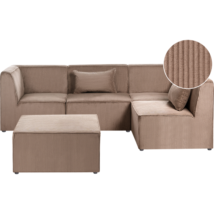 Modul Ecksofa 4-Sitzer LEMVIG Cord Sandbeige linksseitig