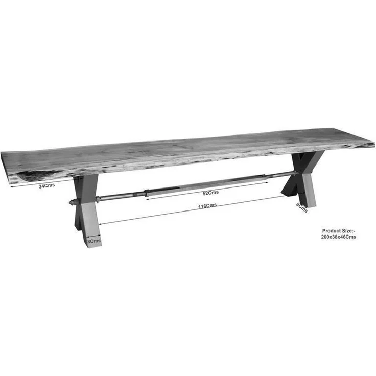 Bank Akazie 200x38x46 natur lackiert IRON LABEL #137 – Bild 7
