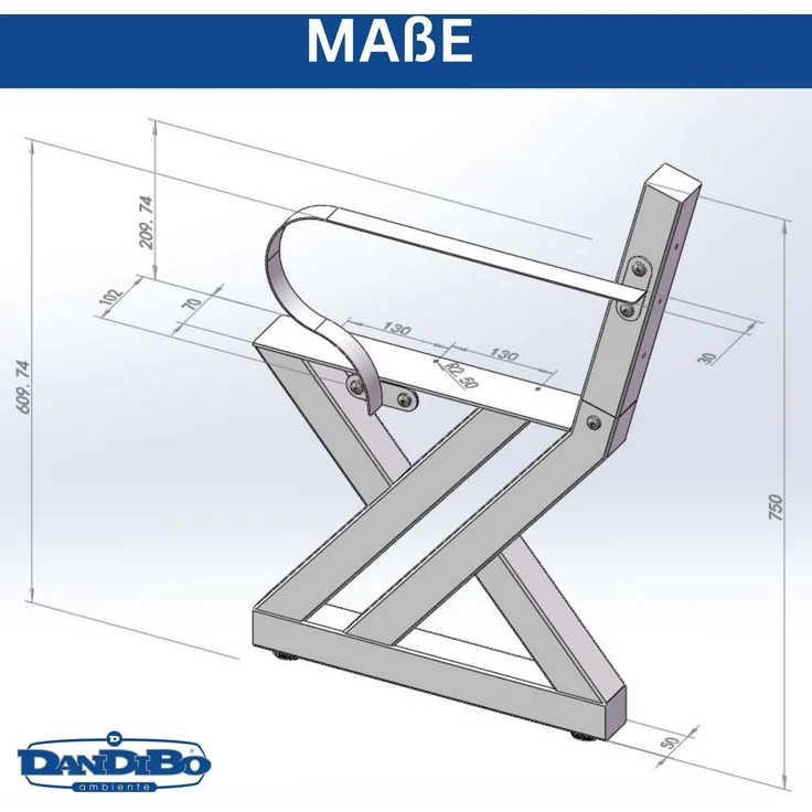 DanDiBo 2x Bankgestell mit Lehne Edelstahl Set DIY Bank Füße Bankkufen Bankbeine 96681 Sitzgestell für Gartenbank Robust Stabil – Bild 3