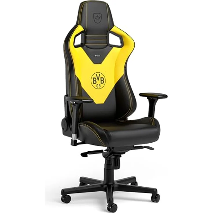 noblechairs Epic Gaming Stuhl, Bürostuhl Ergonomisch, Schreibtisch Stuhl, Kopf- und Lendenstütze, PU-Leder, Entwickelt für Nutzer bis 120 kg und 1,7 Meter Hoch, (Borussia Dortmund Edition) – Bild 2