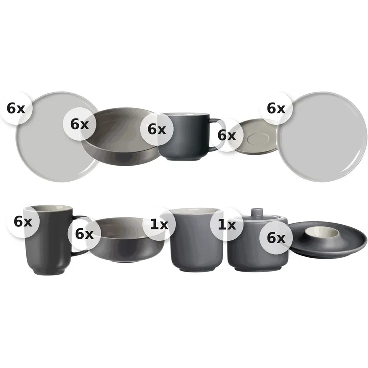 Kaffee- und Tafelservice 50 tlg. Jasper grau