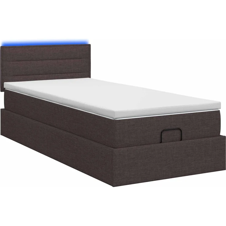 vidaXL Ottoman-Bett mit Matratze und LED Dunkelbraun 100 x 200 cm 3456804 – Bild 9