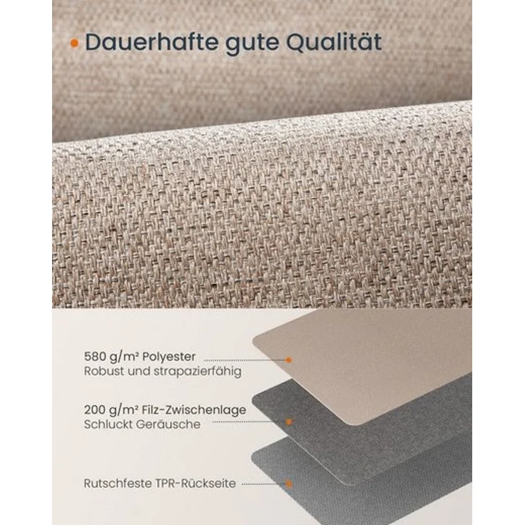 Songmics HOME Teppich, rutschfest, Jute-Optik, maschinenwaschbar, kamelbraun, 80x300 cm – Bild 5