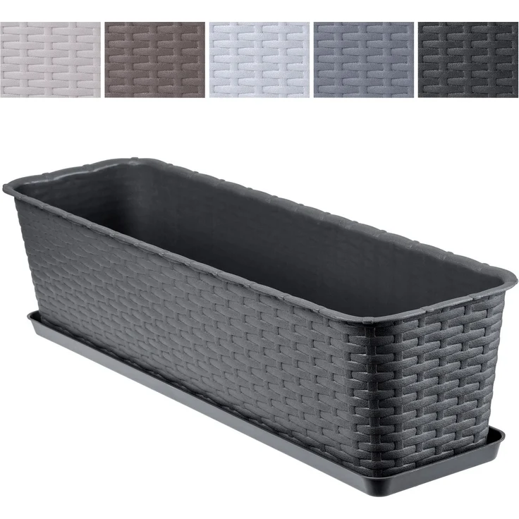 KADAX Balkonkasten Blumentopf Blumentopf Anthrazit 60cm + Ständer – Bild 9