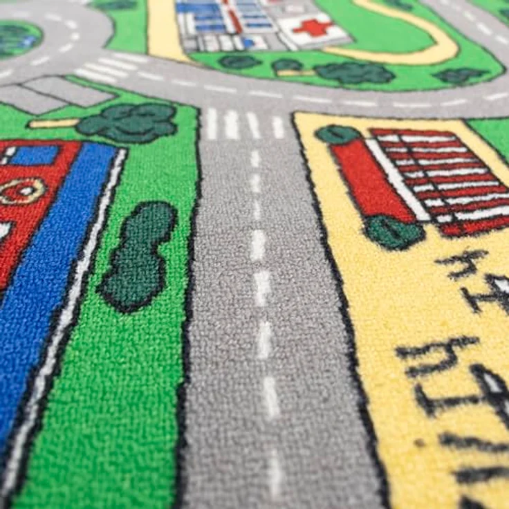 Primaflor Interaktiver Spielteppich CITY - 200x300 cm, Made in Europe Kinderteppich mit Straßenmotiv, Hochwertiger Straßen-Teppich für Kinder- und Spielzimmer, Spielmatte für Jungen und Mädchen – Bild 4