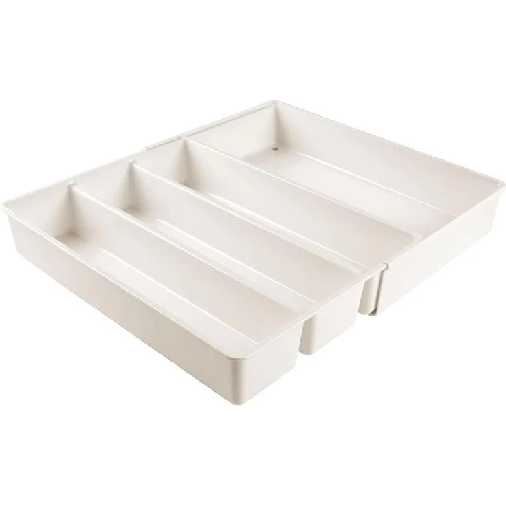 Besteckkasten Schubladen Organizer Besteckeinsatz ausziehbar mDesign creme – Bild 9