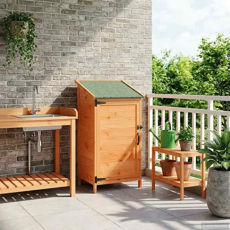 vidaXL Gartenschuppen Braun 59 x 56 x 113,5 cm Massivholz aus Fichte 42033439 – Bild 1