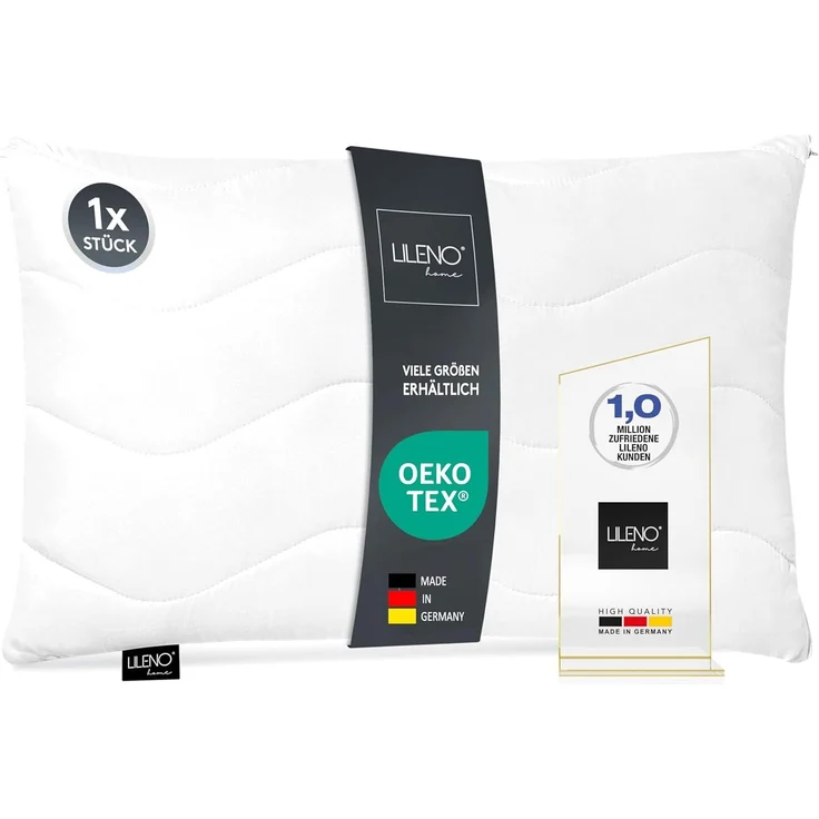 LILENO HOME Kissen 60x80 (1er Set) – 95 °C waschbar, Oeko-Tex & Made in DE – Allergiker Kopfkissen 60x80 anpassbar für himmlischen Schlaf – Haut schmeichelndes & geruchsfreies Pillow – Bild 1
