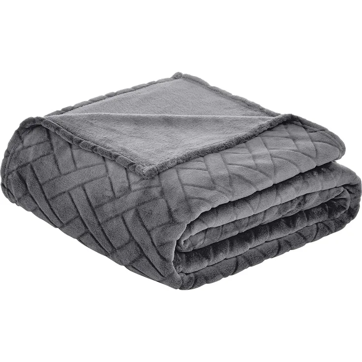 Amazon Basics - Fleece kuscheldecke, Prägemuster, Grau, 220 x 240 cm