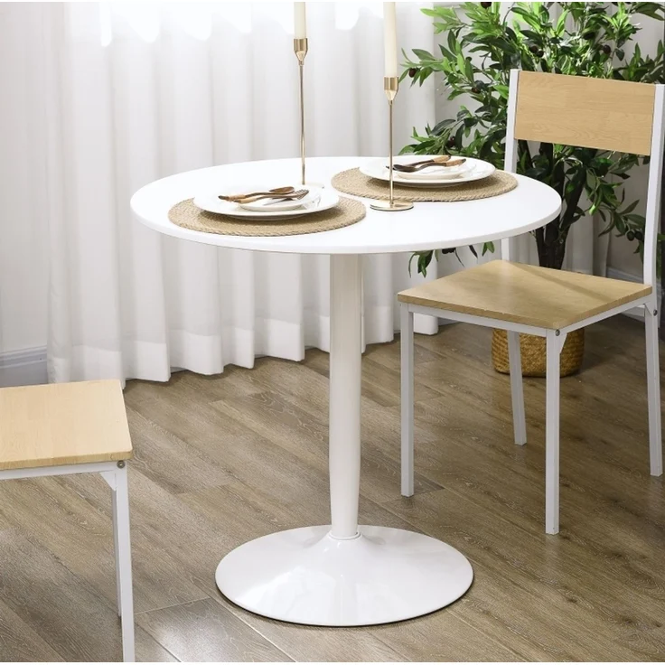 Esstisch Ø80 x 75 cm – runder Küchentisch aus MDF mit pulverbeschichtetem Stahlfuß – Bild 3
