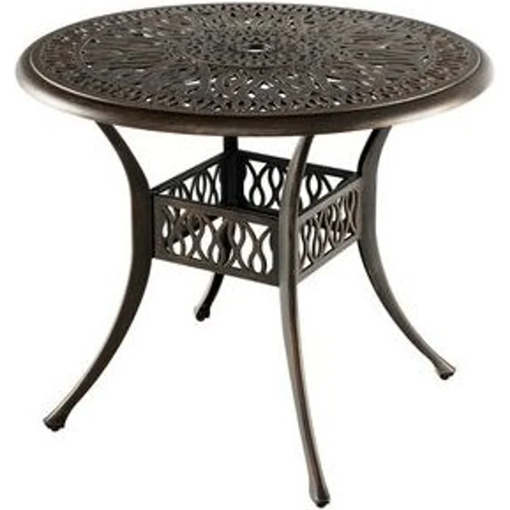 COSTWAY Bistrotisch Gartentisch, rund, φ90 cm, mit Schirmloch, aus Alu – Bild 6