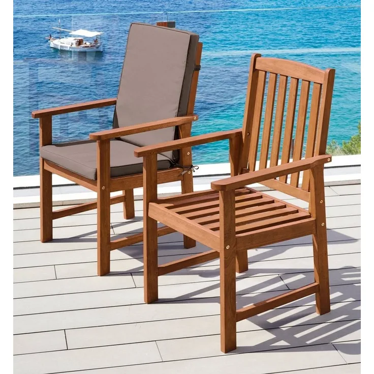 MERXX Gartenstuhl Montana (Set, 2 St), 2er Set, Alu/Textil, braun, inkl. Auflage
