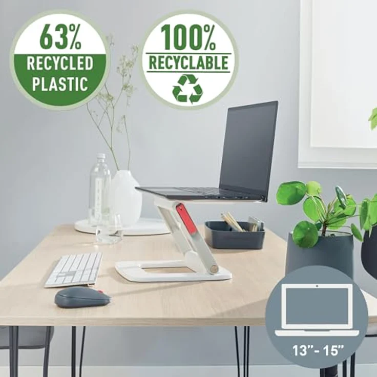 Leitz Ergo Set Active Stehhocker mit Dual Density Foam Komfortsitz + Multi-Winkel-Laptopständer, Hocker höhenverstellbar von 57 bis 82 cm, Für bis zu 110 kg, 65450085 + 64240001 – Bild 11