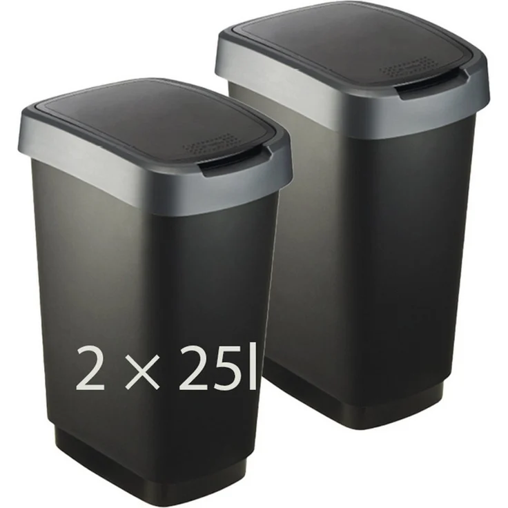 ROTHO Mülleimer TWIST 2er-Set Abfalleimer 25l - 2-in-1 Deckel - ideale Mülltrennung, ideal für Mülltrennung & Recycling – Bild 5