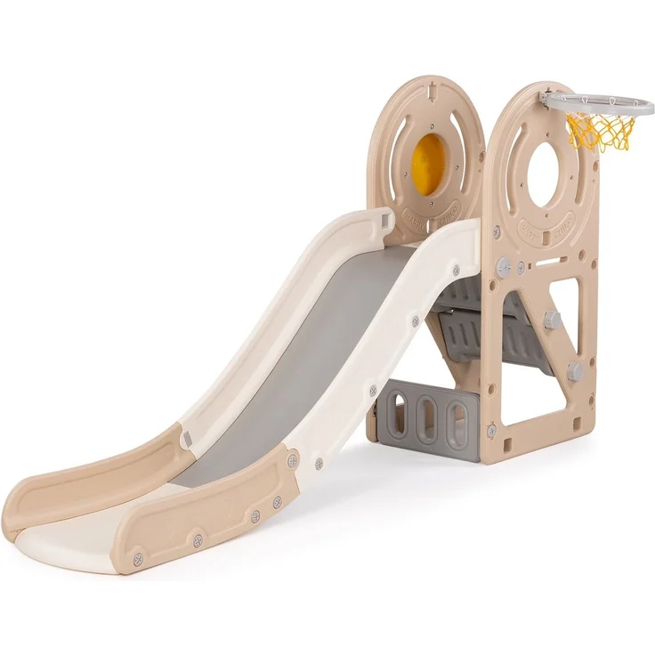 Chipolino Kinderrutsche Ente 170 cm Rutschlänge Basketballkorb Ball wetterfest beige – Bild 1