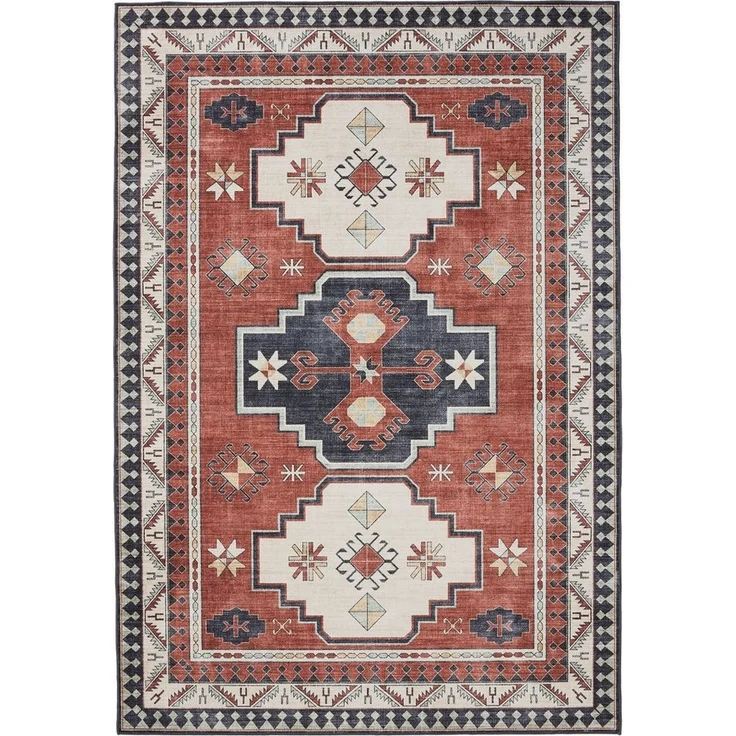 benuta Teppich George, rechteckig, Höhe: 5 mm, Vintage-Look, Kurzflor, Teppich Wohnzimmer, Schlafzimmer, Waschbar – Bild 1