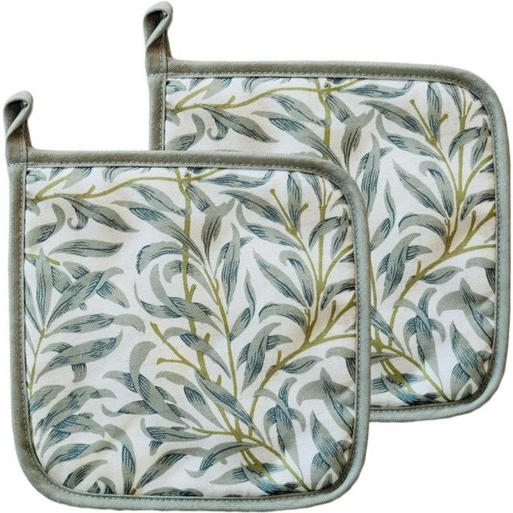 matches21 HOME & HOBBY Topflappen Topflappen Olivenblätter mediterran Druck grün 20x20 cm, (2-tlg) – Bild 2