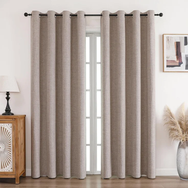 CUCRAF Vorhang 100% Blickdicht Leinen Gardinen mit Ösen Verdunklungsvorhänge Gardinen Leinen H229 x B117 cm 2er Set, Thermovorhang Kälteschutz Schallschutz Vorhang für Wohnzimmer Schlafzimmer